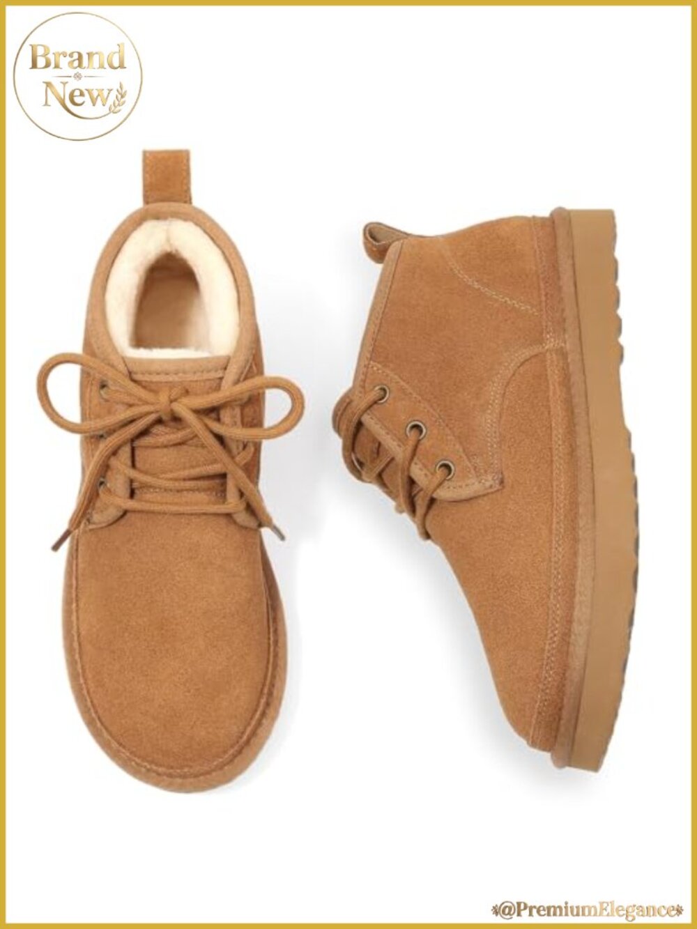 Genuine Suede Fur Lined Ankle Snow Boots Lace Up Women